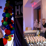 Various photos at Taste of Hope, including Stephan Baity, Elaine Russell Reolfi, Donna Shadle and food tables.